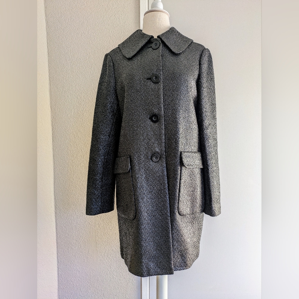 Women's Pea Coat Jacket Textured Grey Size M